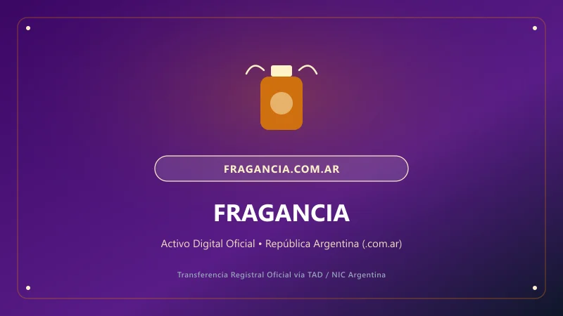 Identidad visual y presentación comercial del nombre de dominio fragancia.com.ar en venta